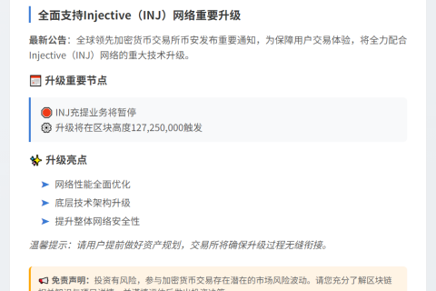 币安支持INJ网络升级及硬分叉