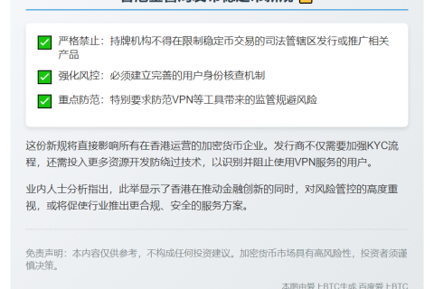 香港金管局要求稳定币发行方拦截VPN交易