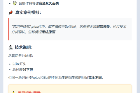 "误转Sui至Aptos或致资金永久丢失"