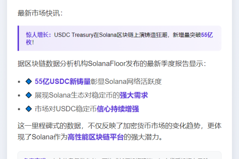 Solana链第二季度新增铸造55亿USDC