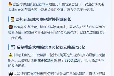 欧盟对美贸易会谈无突破