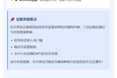 美国加密周审议三法案：CLARITY、Anti-CBDC、GENIUS