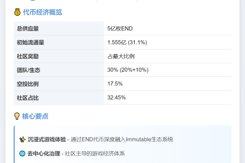 Immutable启动END代币TGE，快照用户可申领