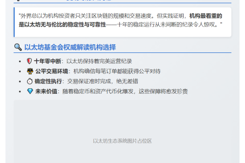Vitalik：机构青睐以太坊因其稳定可靠