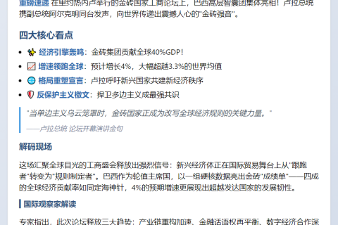 卢拉：金砖国家为全球经济多边主义贡献巨大