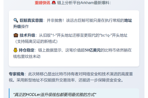 远古巨鲸迁移8万枚BTC