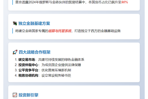 普京倡议扩大金砖国家本币结算与新投资平台
