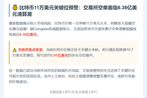 比特币若破11万刀，CEX空单清算或超6亿