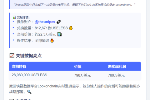 Unipcs销毁812,671枚USELESS