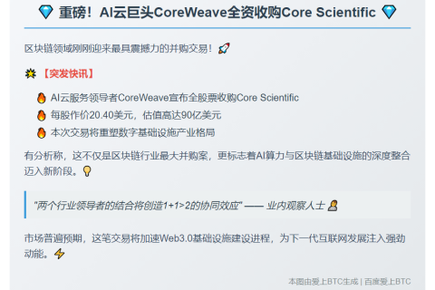 CoreWeave 全股票收购 CoreScientific