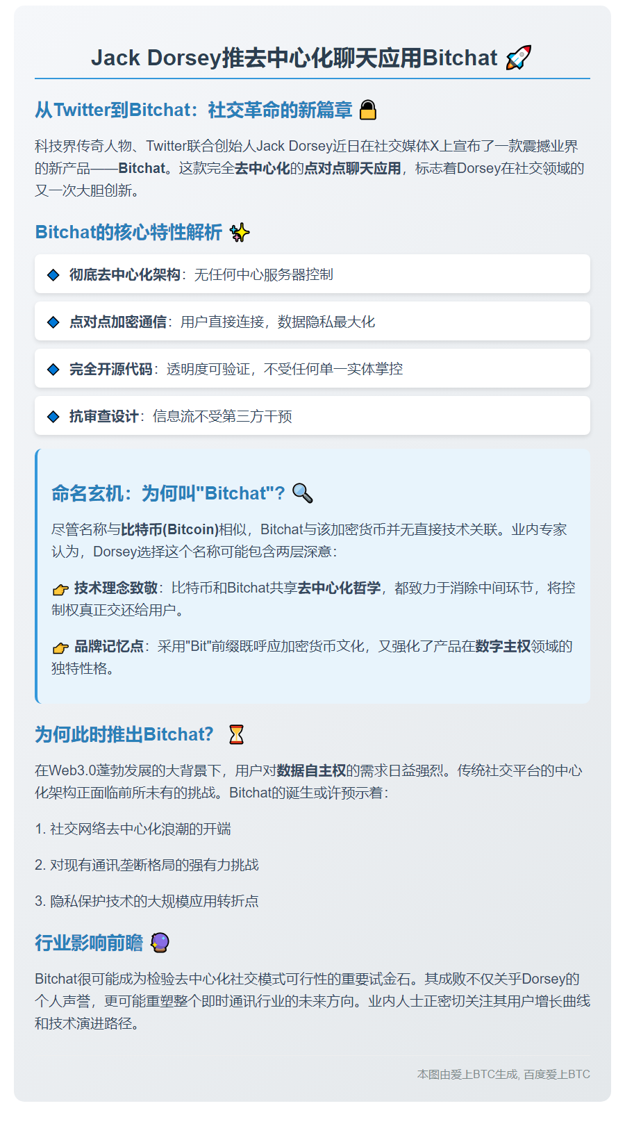 Jack Dorsey推去中心化聊天应用Bitchat 与比特币无关