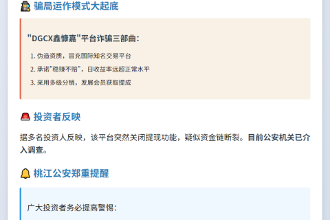 "桃江公安警示：'DGCX鑫慷嘉'涉嫌集资诈骗"