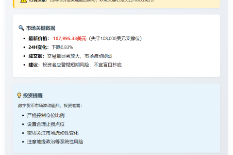 比特币跌破10.8万美元