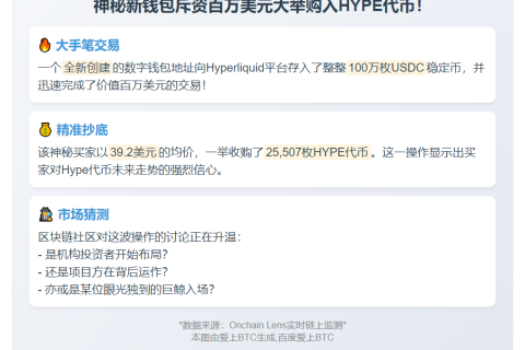 新钱包390万购入Hype代币