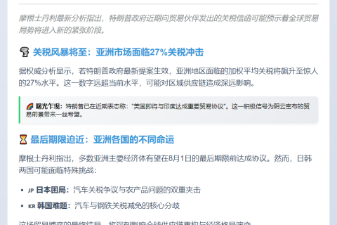 "摩根士丹利:特朗普关税信函或暗示贸易谈判升级"
