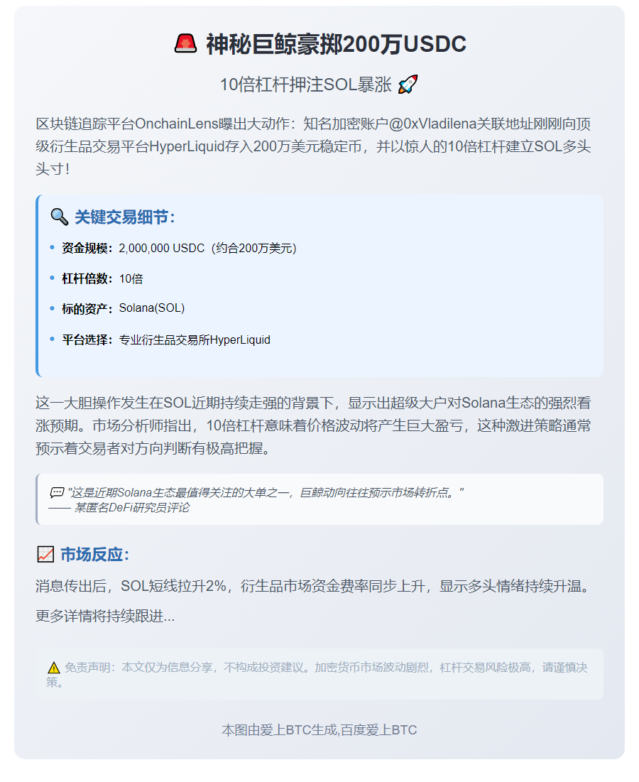 Vladilena杠杆做多SOL存入200万USDC