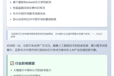 英伟达研发中国特供AI芯片