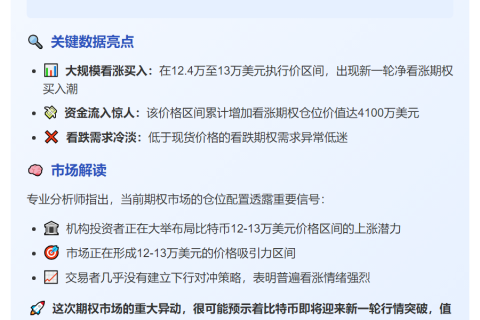 新轮期权买入看涨，12.4万至13万美元区间