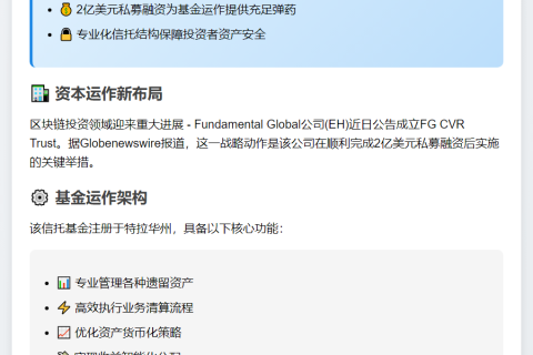 Fundamental Global成立以太坊信托基金