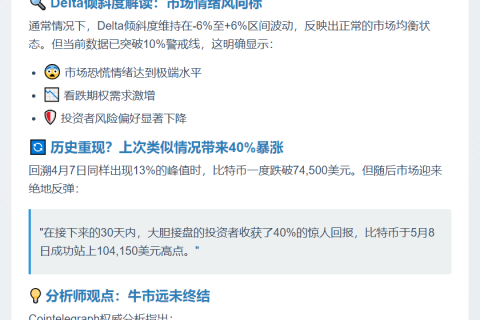 比特币期权Delta飙升 市场恐慌加剧