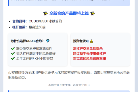 币安上线CUDIS U本位合约