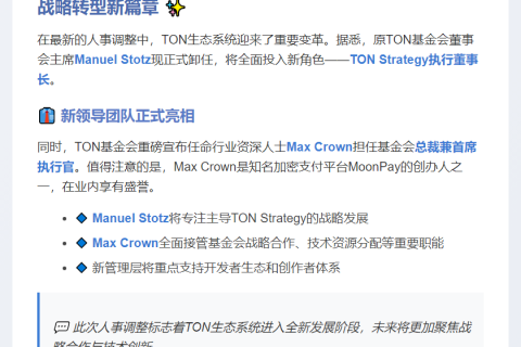 TON主席Stotz卸任聚焦发展战略