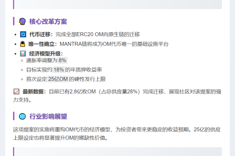 OM或完全迁移至MANTRA链，上限25亿