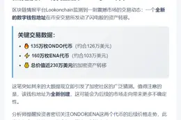 新钱包从币安提取135万ONDO和160万ENA