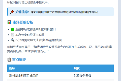 美联储纪要：利率接近中性水平