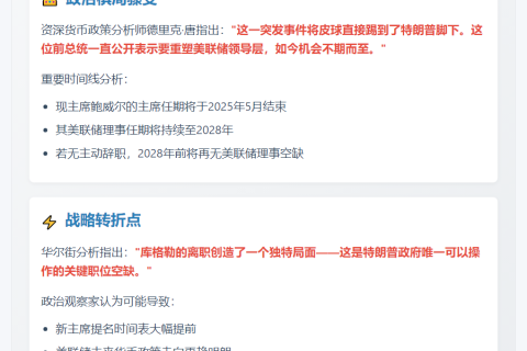 原标题：美联储"三把手"意外辞职 或加速特朗普对下一任美联储主席人选的判定