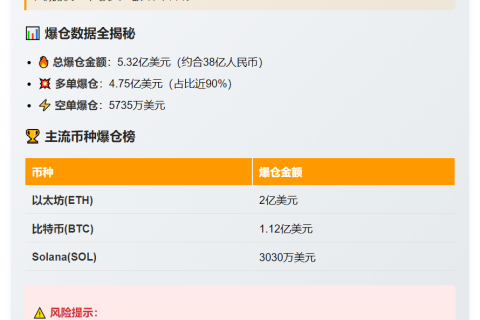 24小时全网爆仓5.32亿 主爆多单