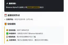 Binance Alpha：ARIA空投需200积分
