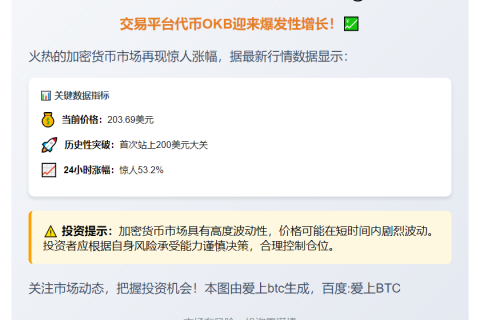 ``` 
OKB突破200美元
```