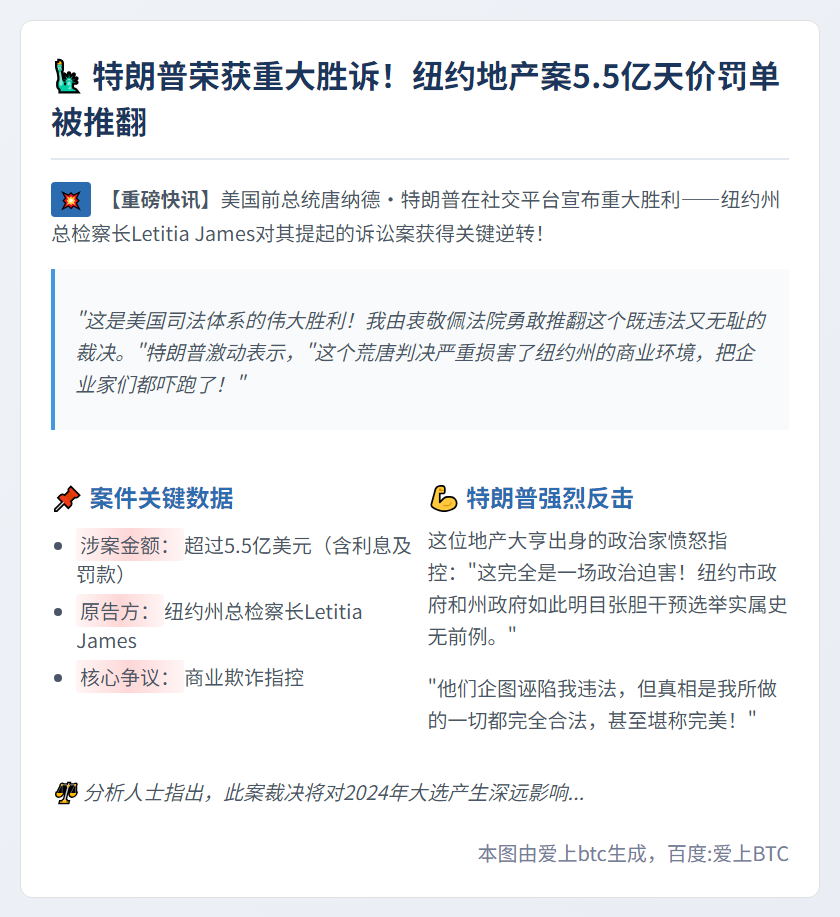 特朗普胜诉纽约州总检察长案
