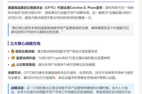 美CFTC启动加密冲刺计划落实数字资产战略