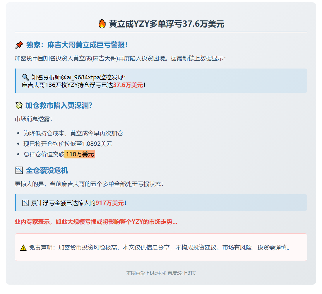 黄立成YZY多单浮亏37.6万美元
