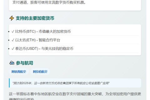 阿联酋航空支持比特币等支付购票