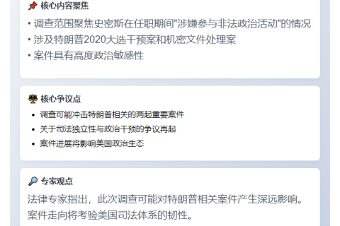 特检官涉查特朗普案遭调查