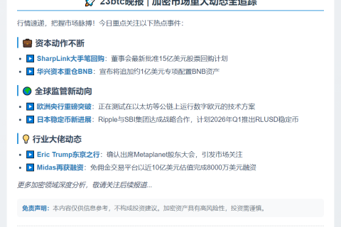 23btc晚报：8月22日重要动态速览