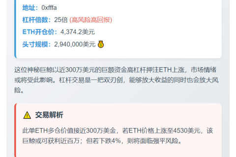巨鲸25倍杠杆做多ETH