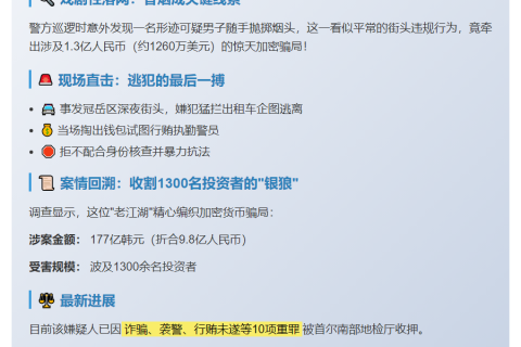 六旬加密货币逃犯因扔烟头在首尔落网
