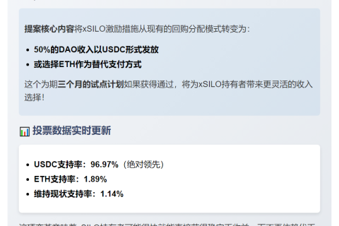 "Silo提案：将xSILO激励转为USDC/ETH，投票至8.24"