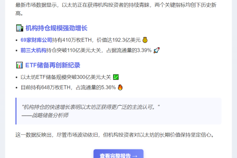 以太坊ETF储备超300亿，69家公司近200亿