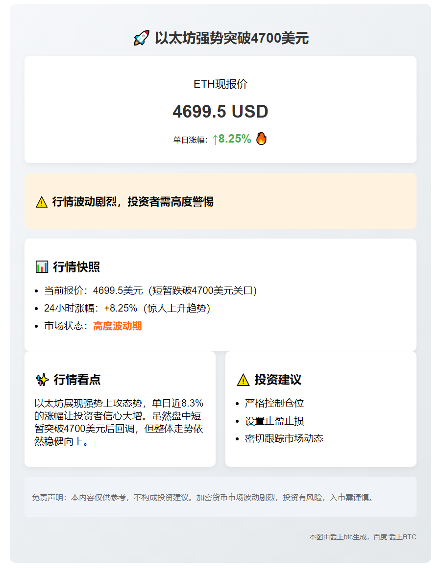 ETH跌破4700美元