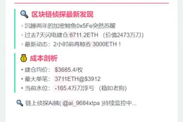 大户一周建仓6711枚ETH 成本3685美元