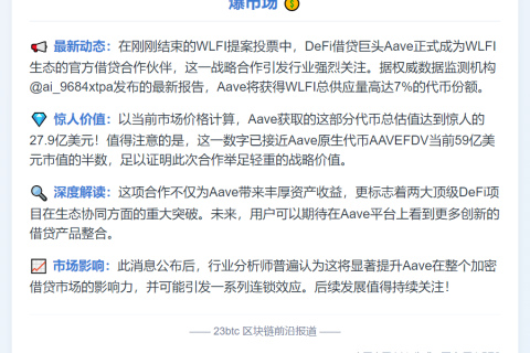Aave获赠WLFI 7%代币