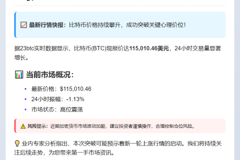 ”比特币涨破11.5万美元“