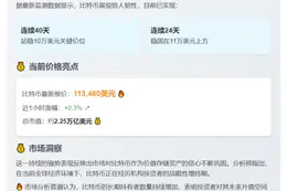 比特币稳居11万美元上方达24天