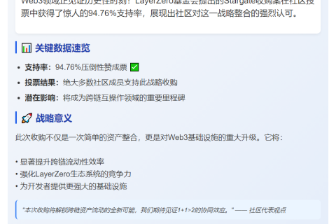 LayerZero提案收购Stargate获94.76%支持