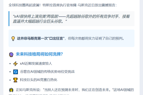 马斯克：xAI将超越所有公司